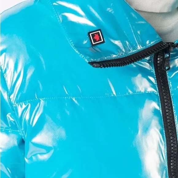 Canadian Club glossy-effect cropped High Neck puffer jacket Size Small - Picture 15 of 16